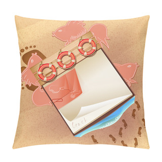 Personality  Notebook On A Sandy Beach Pillow Covers