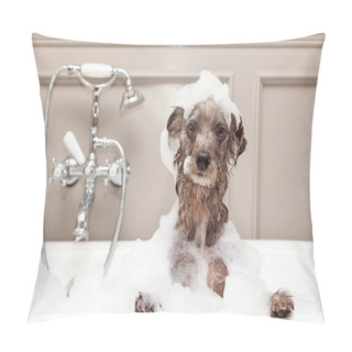 Personality  Terrier Dog Taking Bubble Bath Pillow Covers