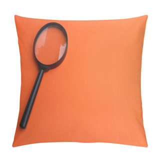 Personality  Copy Space Magnifying Glass Isolate On Orange Background Pillow Covers