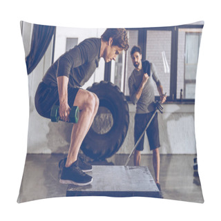 Personality  Sporty People At Gym Workout  Pillow Covers