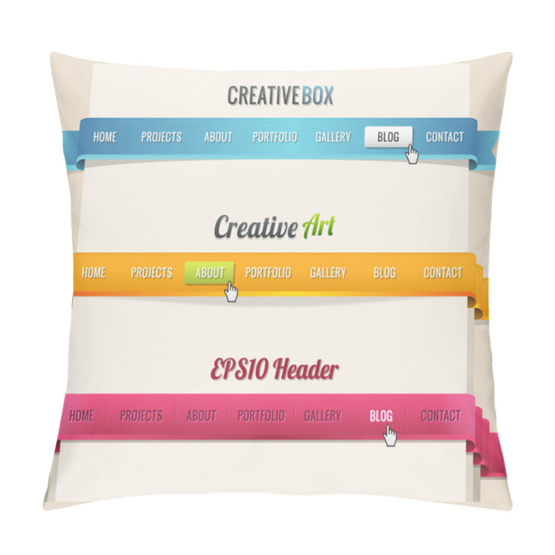 Personality  Web Elements Vector Header & Navigation Templates Set Pillow Covers
