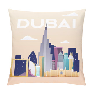 Personality  Skyline And Landscape Of Buildings And Famous Landmarks Of Dubai, UAE.  Pillow Covers