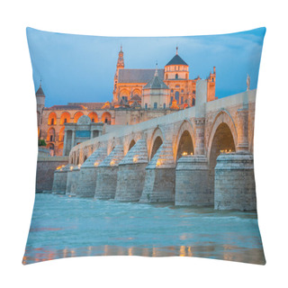 Personality  Roman Bridge And Mosque Of Cordoba At Night (Spain) Pillow Covers
