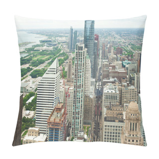 Personality  Chicago. Aerial View Of Chicago Downtown. Pillow Covers