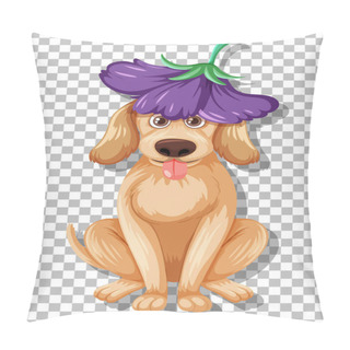 Personality  Cute Dog On Grid Background Illustration Pillow Covers