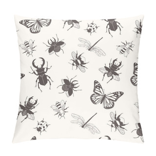 Personality  Seamless Pattern With Insects. Summer Print. Vector Image Pillow Covers
