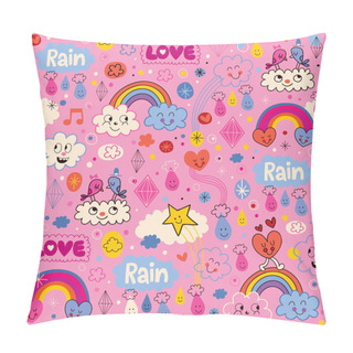 Personality  Clouds Rainbows Love Hearts Pattern Pillow Covers