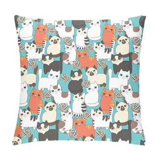 Personality  Funny Cartoon Cats. Seamless Pattern Pillow Covers