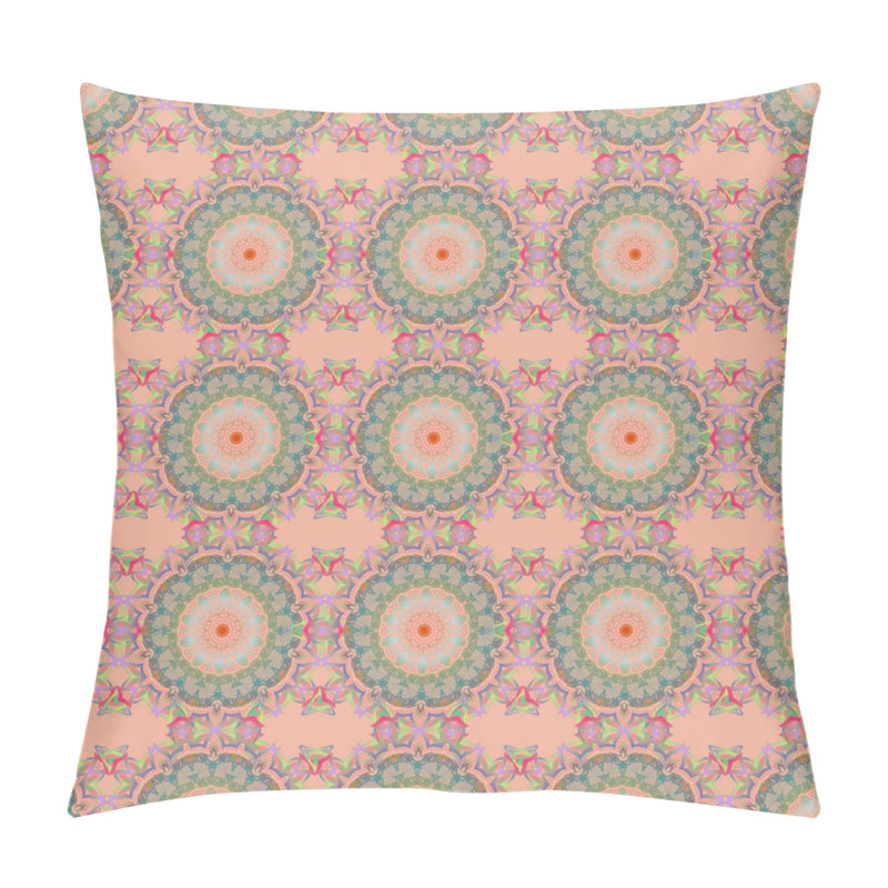 Personality  Colorful abstract background. Ethnic and tribal motifs. Bright seamless pattern with geometric ornament in Christmas traditional colors (multicolored over beige). Ornamental vivid wallpaper. pillow covers