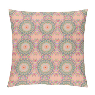 Personality  Colorful Abstract Background. Ethnic And Tribal Motifs. Bright Seamless Pattern With Geometric Ornament In Christmas Traditional Colors (multicolored Over Beige). Ornamental Vivid Wallpaper. Pillow Covers