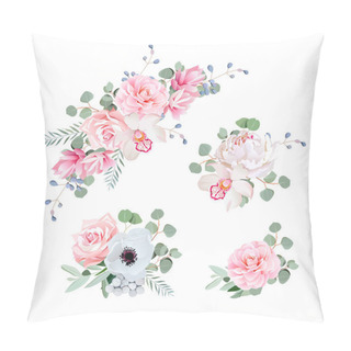 Personality  Sweet Wedding Bouquets Of Rose, Peony, Orchid, Anemone, Camellia Pillow Covers
