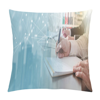 Personality  Business People Taking Notes During A Training; Panoramic Banner Pillow Covers