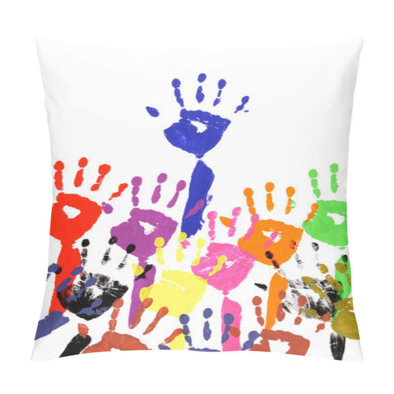 Personality  Raised hands in acrylic paint pillow covers