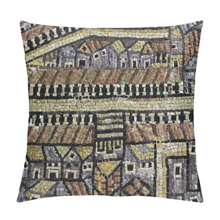 Personality  Copy Of The Mosaic Map Of Jerusalem From The Byzantine Period Pillow Covers
