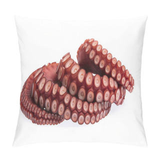 Personality  Beautiful Of A Squid Tentacles On Dish Isolated On White Background Pillow Covers