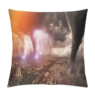 Personality  Large Tornado Disaster On A City Pillow Covers