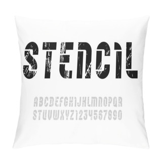 Personality  Stencil Army Font, Condensed Bold Military Alphabet, Modern Letters And Numbers, Pillow Covers