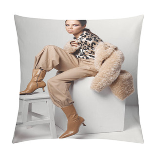 Personality  Fashionable Lady Autumn Clothing Brown Boots Studio Pillow Covers