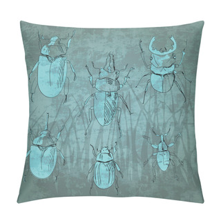 Personality  Engraving Vintage Insect Set. Vector Illustration Pillow Covers