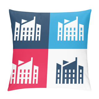 Personality  Architecture Blue And Red Four Color Minimal Icon Set Pillow Covers