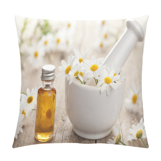 Personality  Essential Oil And Camomile Flowers In Mortar Pillow Covers