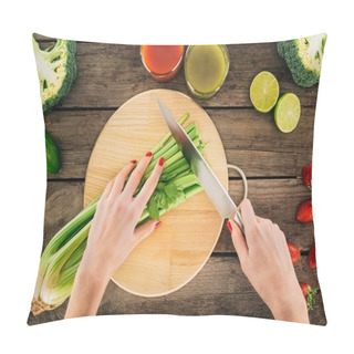 Personality  Woman Cutting Celery Pillow Covers