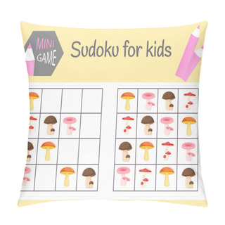 Personality  Sudoku Game For Kids With Pictures And Animals. Children Sheets. Learning Logic, Educational Game. Pillow Covers