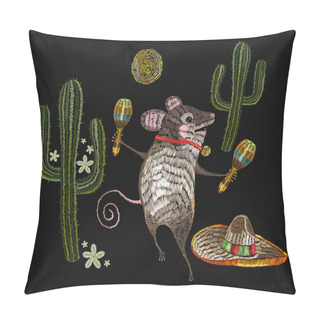 Personality  Embroidery Little Mouse Mexican Culture.  Classical Ethnic Pillow Covers