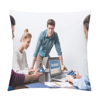 Personality  Businesspeople Using Devices   Pillow Covers