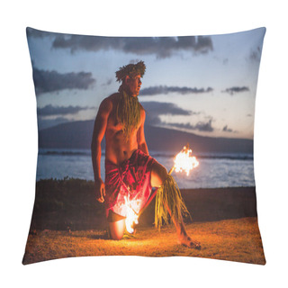 Personality  Male Fire Dancer In Hawaii Pillow Covers