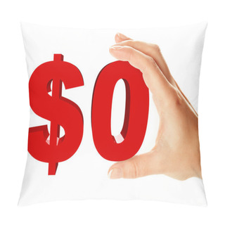 Personality  Zero Dollar Sign Holding By Female Hand Pillow Covers