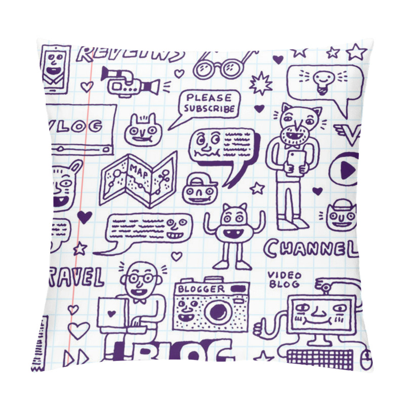 Personality  Blogging Doodle Fancy Wacky Set Pillow Covers