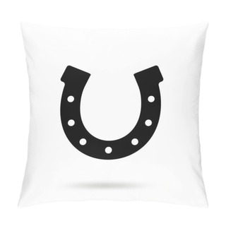 Personality  Simple Black Horseshoe Vector Icon Isolated On White Background. Horse Shoe Silhouette As International Good Luck Symbol. Fortune And Success Sign Pillow Covers