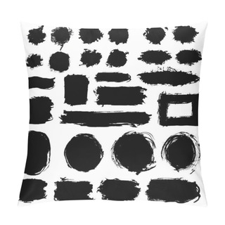 Personality  Mega Collection Of Hand Drawn Abstract Black Paint Brush Strokes. Vector Set Collection Of Shapes, Frames Isolated On White Background. Round, Oval, Circle, Rectangle, Border Elements For Design. Pillow Covers