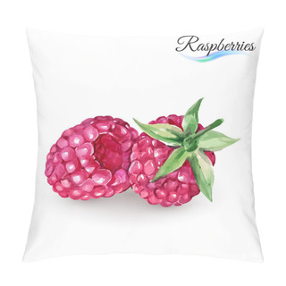 Personality  Hand-Drawn Watercolor Painting Raspberry On White Background Pillow Covers