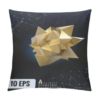 Personality  Abstract  Gold Geometric In Paper Shape Glowing On Dark Backgrou Pillow Covers