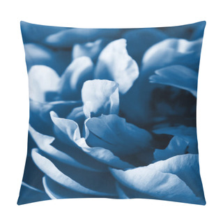 Personality  Trend Color Of The Year 2020 Classic Blue. Peony Flower Petals Macro Background Pillow Covers