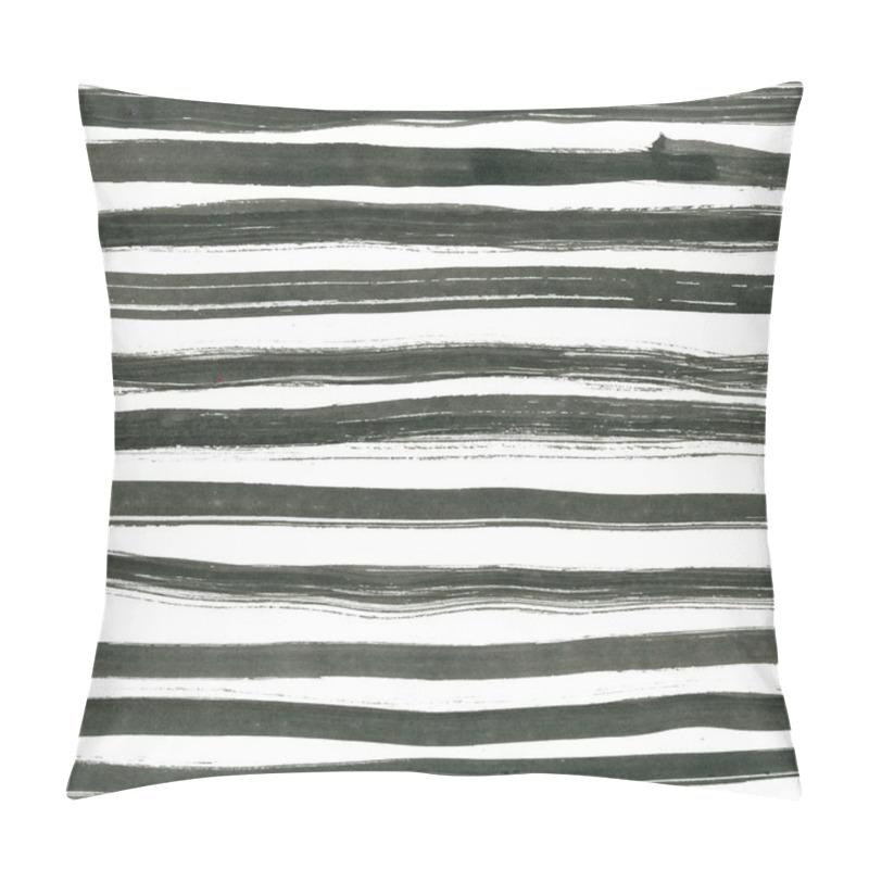 Personality  Black ink abstract stripes background. Hand drawn lines. Simple striped  Ink illustration. pillow covers
