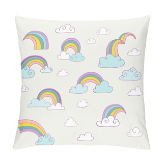 Personality  Rainbow - Cute Set Of Hand Drawn Vector Illustrations Pillow Covers
