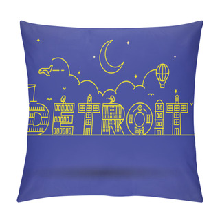 Personality  Detroit City Typography Design Pillow Covers