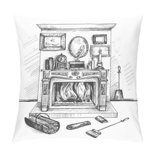 Personality  Hand Drawn Doodle Fireplace And Decor Pillow Covers