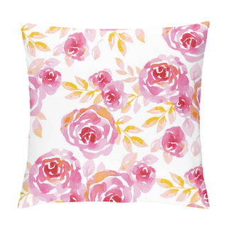 Personality  Watercolor Backdrop. Pink Pastel Elegant Roses On White Backgrou Pillow Covers