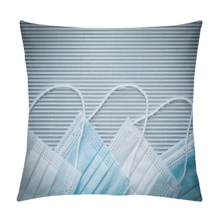 Personality  Composition Of Surgical Disposable Masks On Striped Background Pillow Covers
