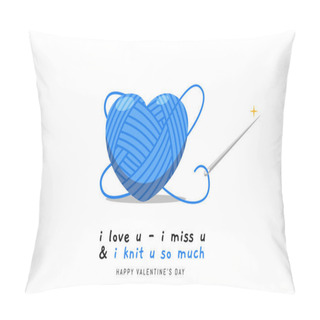 Personality  The Heart Shaped Blue Wool Pillow Covers