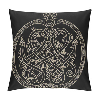 Personality  Ancient Decorative Dragon In Celtic Style, Scandinavian Knot-work Illustration Pillow Covers