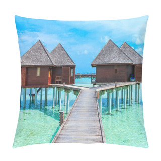 Personality  Beach With Water Bungalows Pillow Covers