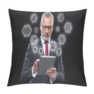 Personality  Businessman Using Digital Tablet  Pillow Covers