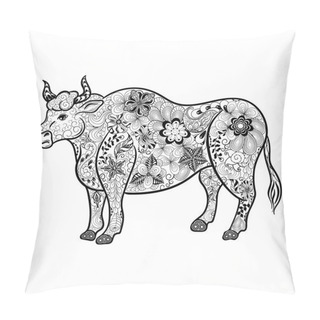 Personality  Bull  Doodle Illustration Pillow Covers