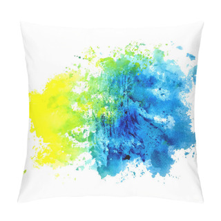 Personality  Watercolor Isolated Spot On A White Background. Blue, Yellow And Pillow Covers