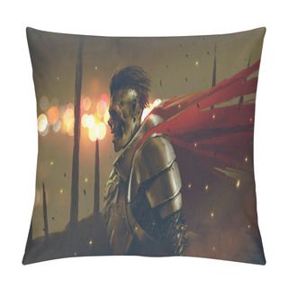 Personality  The Undead Knight In Medieval Armors Prepares For Battle Against Background Dawn, Digital Art Style, Illustration Painting Pillow Covers